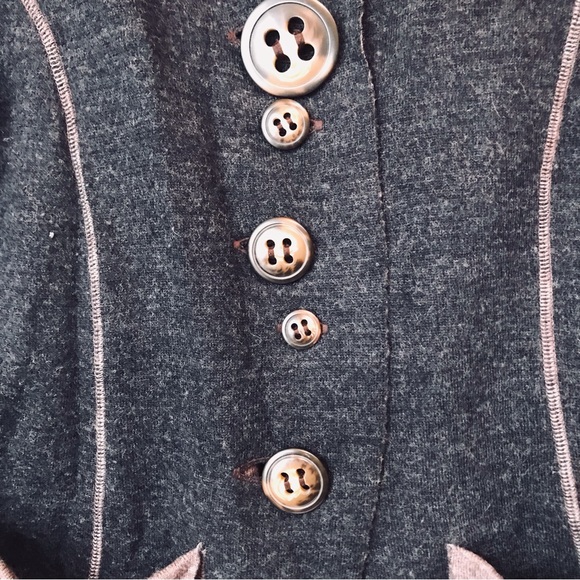 Anthro Casch Gro Wool Cardigan Boho Sweater Knit Wool Buttons High Collar Top M - Picture 11 of 16